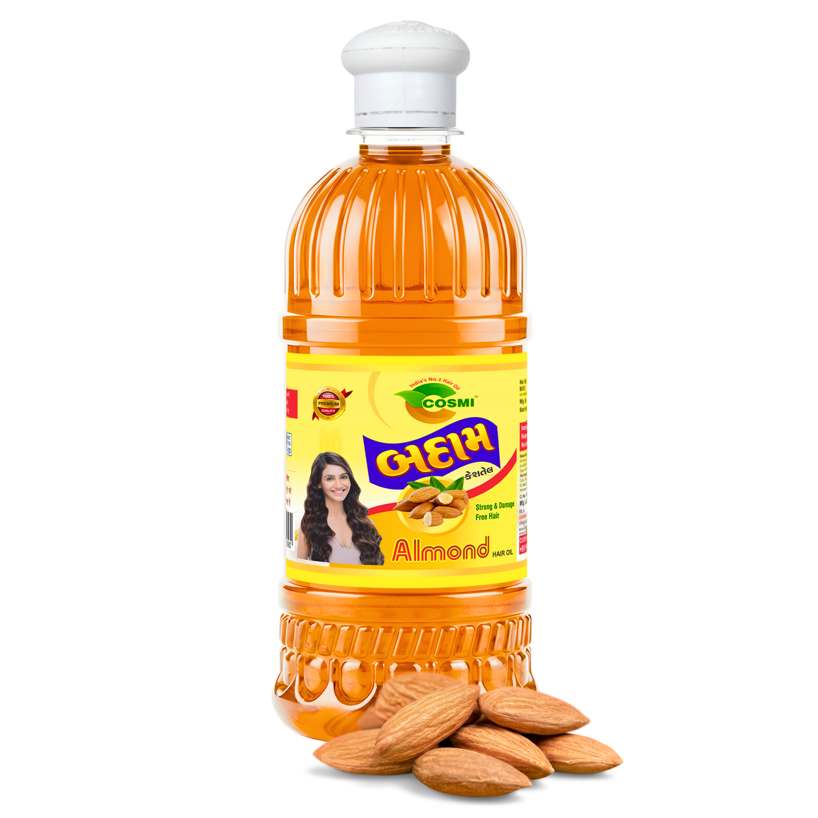 COSMI Premium Almond Hair Oil | Strong & Damage-Free Hair COSMI Premium Almond Hair Oil bottle with natural almonds.