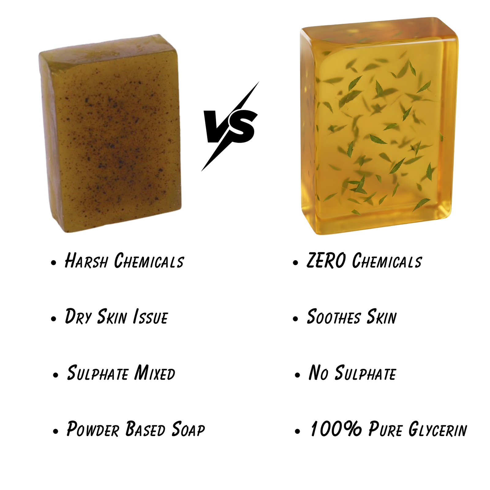 10 COSMI Neem Tulsi Glycerine Soap vs Regular Soap – Zero Chemicals Soothes Skin No Sulphate 100 Percent Pure Glycerin Comparison