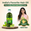 Smiling woman holding amla next to a bottle of COSMI Amla Hair Oil, featuring an 'India's No. 1 Hair Oil' trust seal.