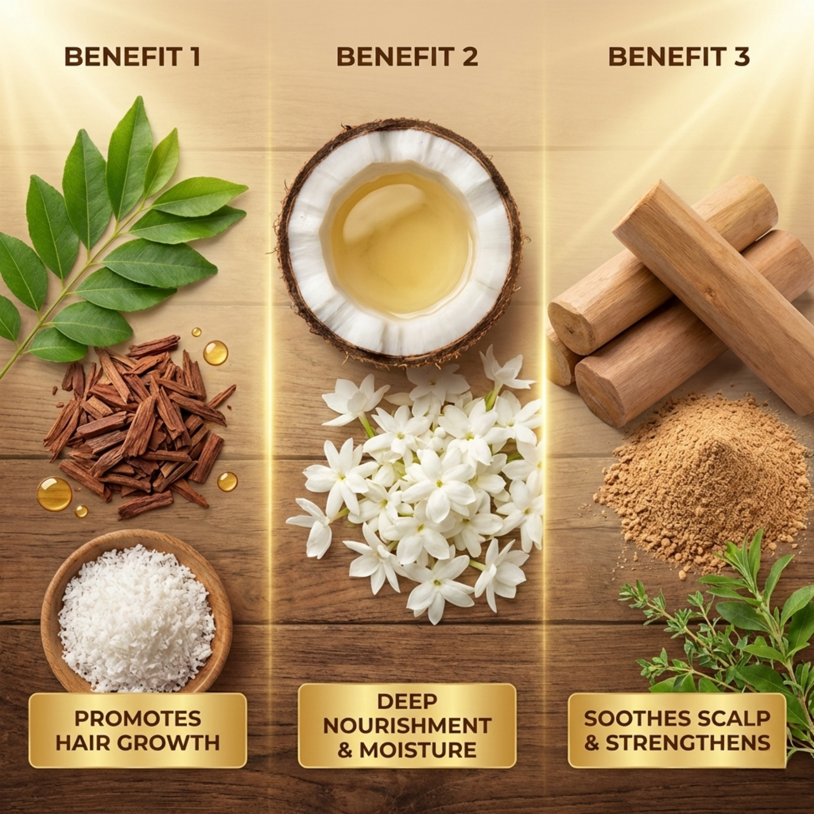 COSMI Naturals Chandan Sandalwood Hair Oil 3 Benefits – Promotes Hair Growth Deep Nourishment Moisture Soothes Scalp Strengthens Hair