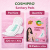 COSMIPRO Sanitary Pads 320mm XXL Size & Quantity – 320mm XXL Pad Size with 18 Pads in a Box, Premium Quality for Maximum Overnight Coverage & Protection