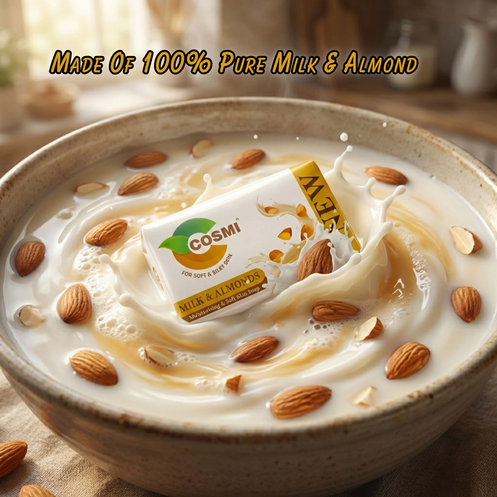 COSMI Milk and Almonds Soap Made with 100 Percent Pure Milk and Almond – Premium Moisturising Soft Skin Soap