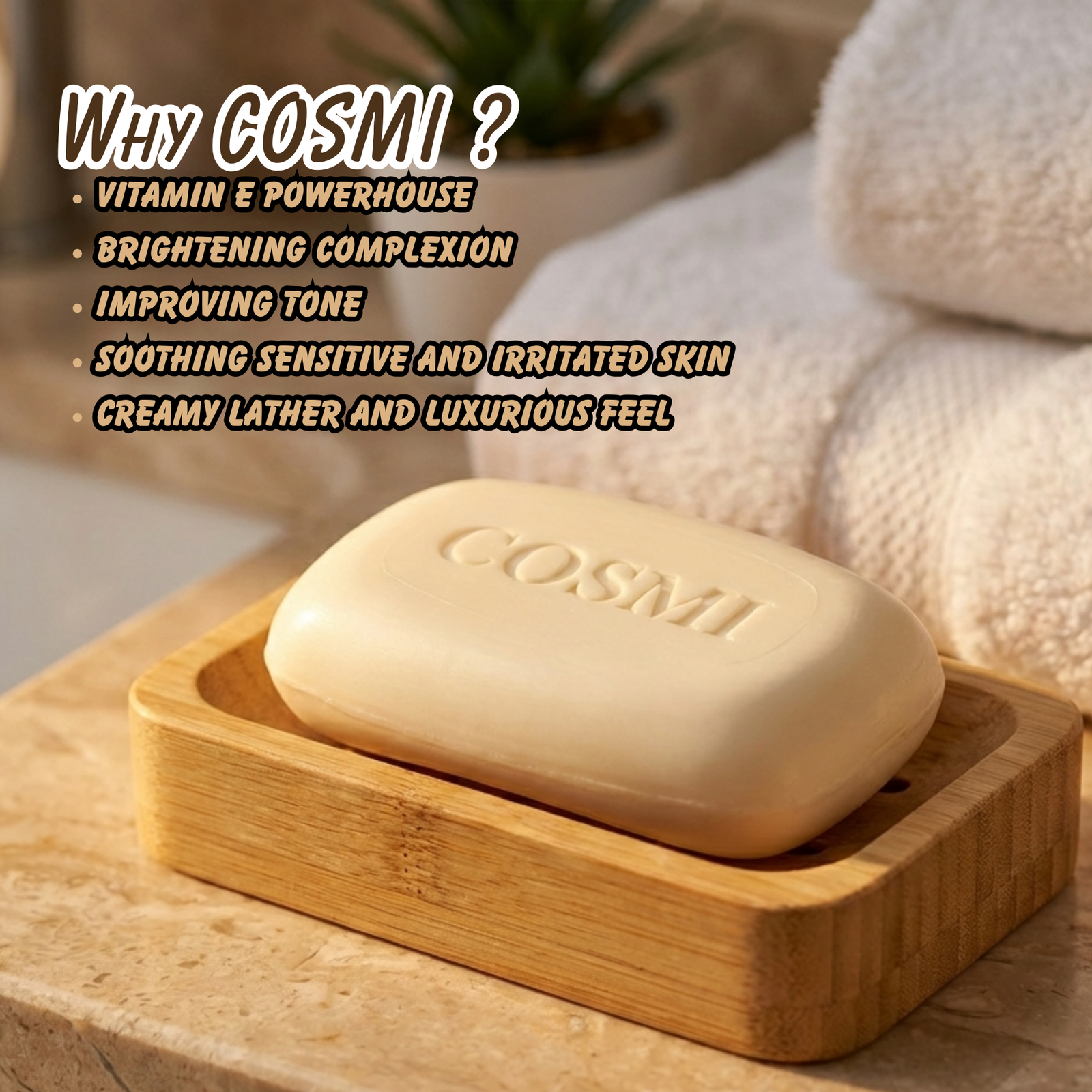 Why Choose COSMI Milk Almonds Soap – Vitamin E Powerhouse Brightening Complexion Soothing Sensitive Skin Creamy Lather