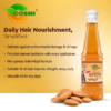 Lightweight Daily Almond Hair Oil | UV Defense & Intense Hydration Feature list for COSMI Almond Hair Oil highlighting UV protection, intense hydration, and a featherlight formula.