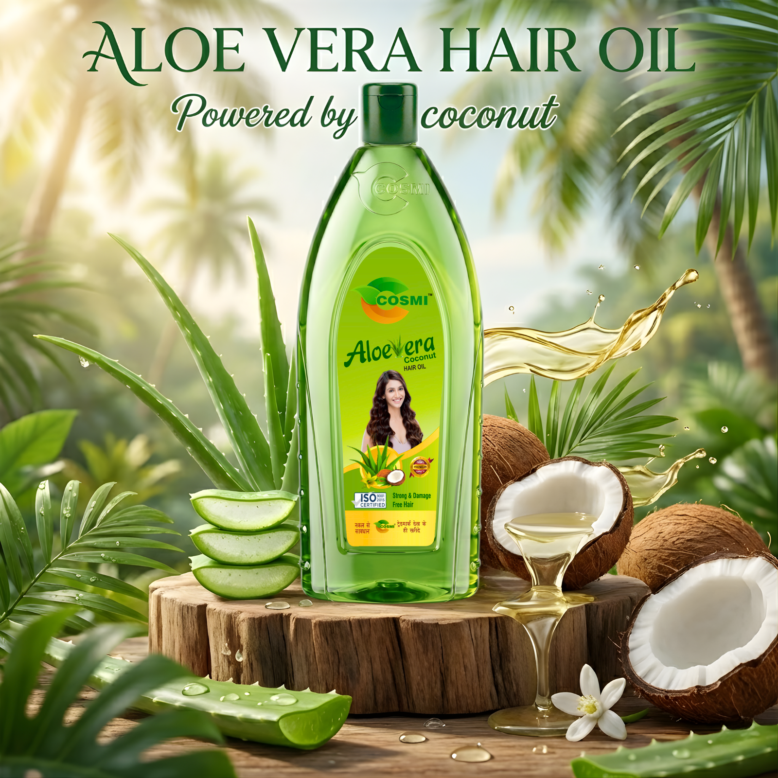 COSMI Aloe Vera Hair Oil Powered by Coconut – Natural Aloe Vera & Coconut Extracts for Strong Healthy Hair