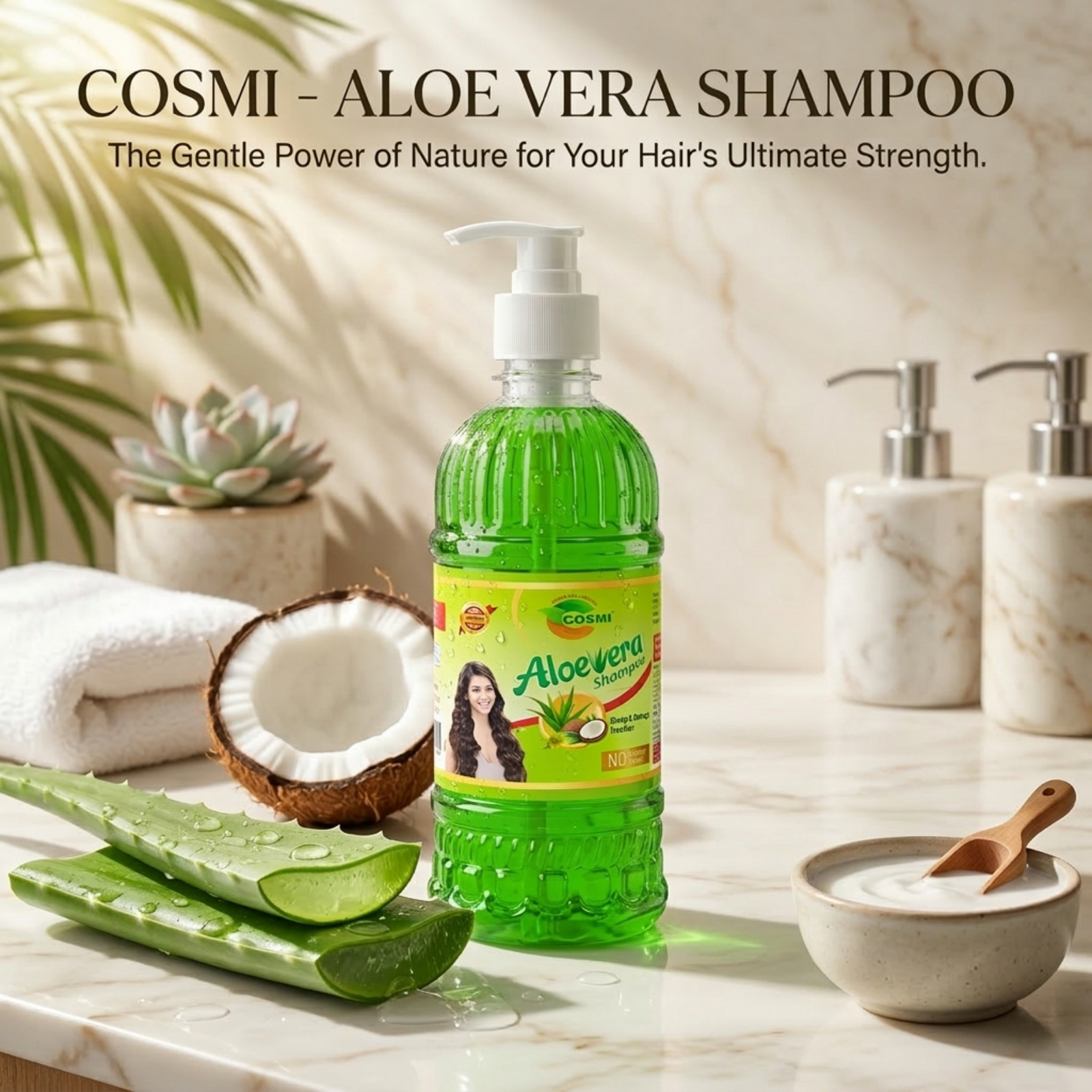 COSMI Aloe Vera Shampoo 500ml with Natural Ingredients – Gentle Power of Nature for Ultimate Hair Strength