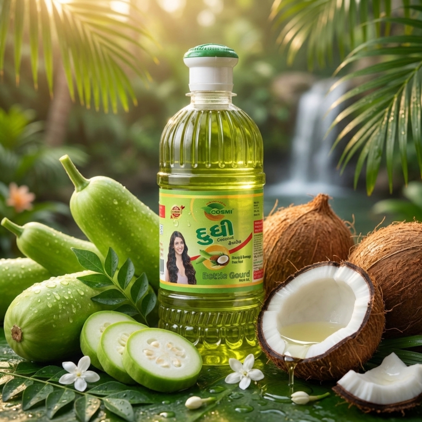 COSMI Naturals Dudhi Hair Oil Bottle with Bottle Gourd and Coconut Ingredients – 100% Natural Hair Oil for Healthy Shiny Hair