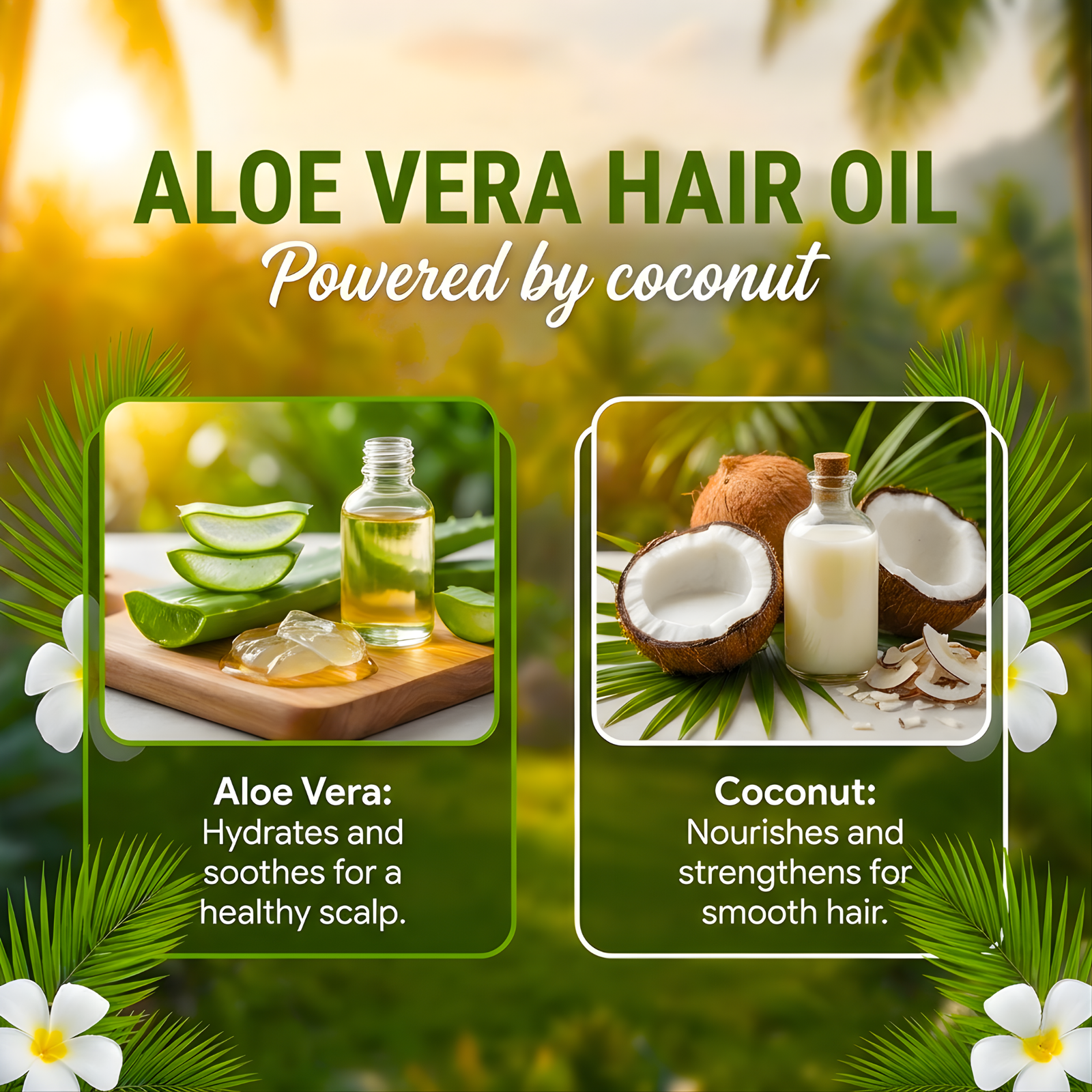 COSMI Aloe Vera Hair Oil Powered by Coconut – Aloe Vera Hydrates Scalp, Coconut Nourishes & Strengthens Hair