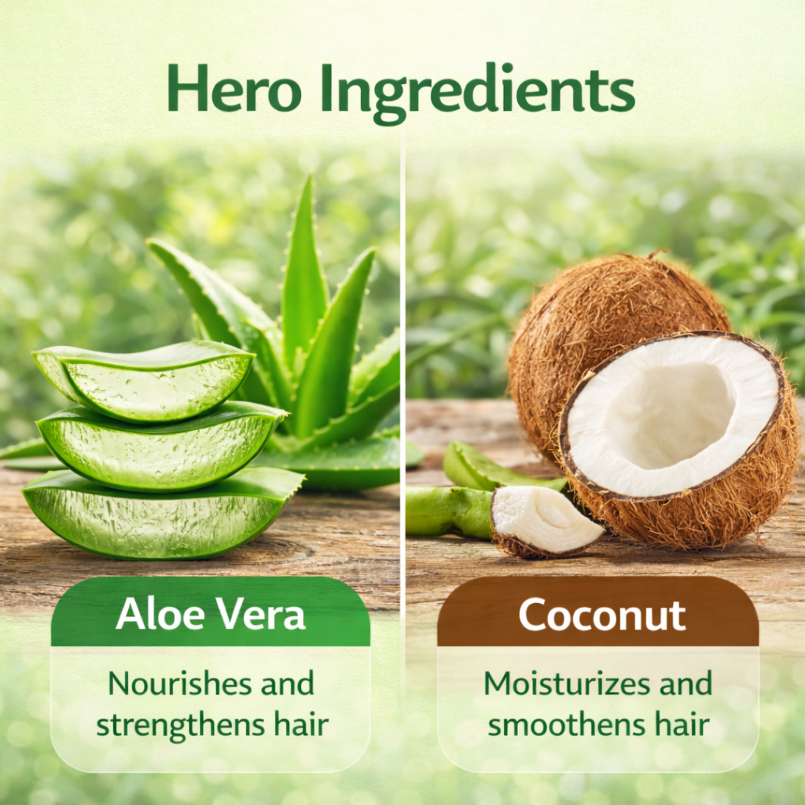 COSMI Aloe Vera Shampoo Hero Ingredients – Aloe Vera Nourishes Hair & Coconut Moisturizes Smoothens Hair