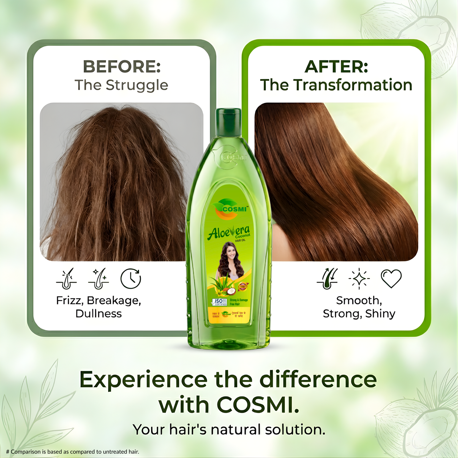 COSMI Aloe Vera Coconut Hair Oil Before & After Results – Smooth, Strong & Shiny Hair Transformation