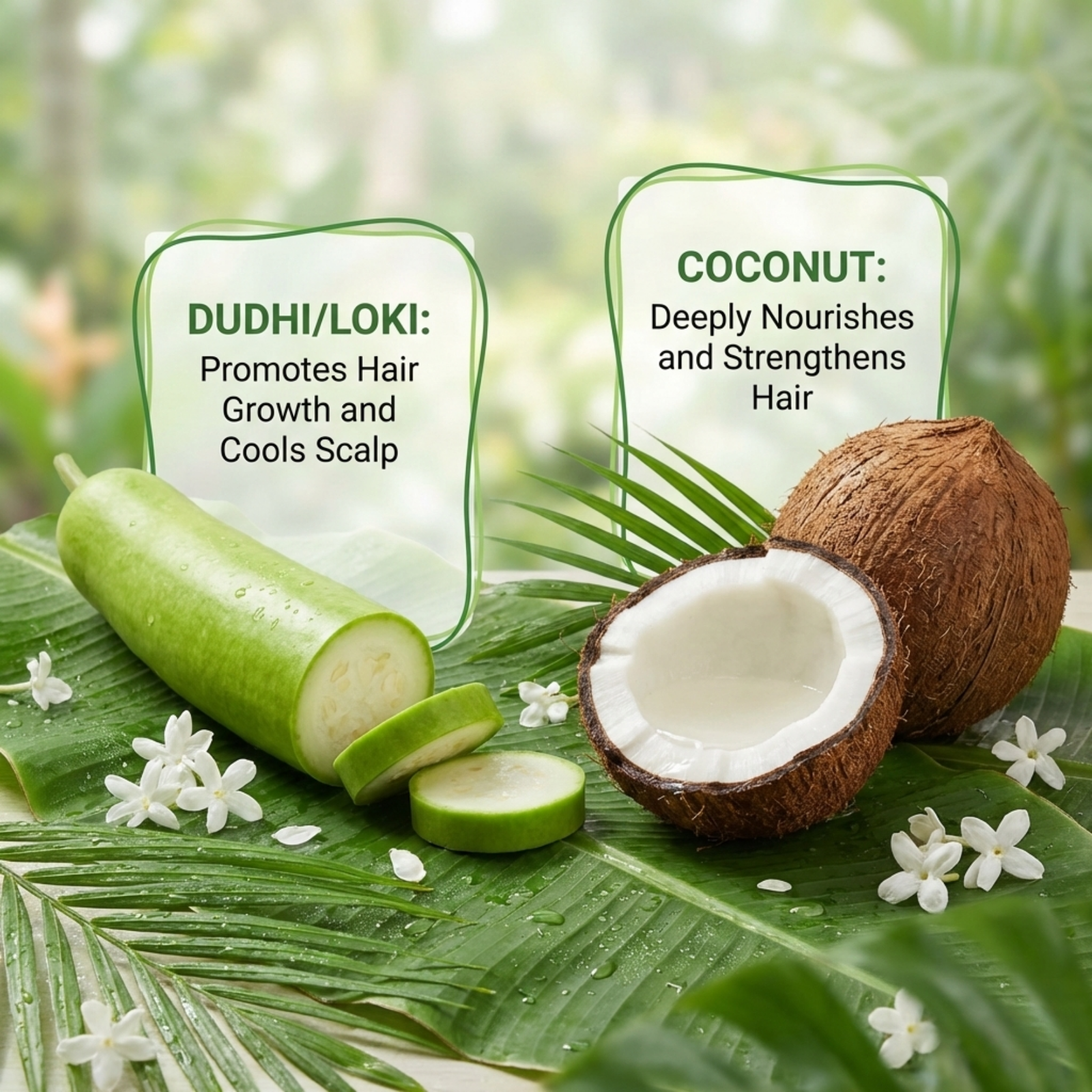 COSMI Naturals Dudhi Hair Oil Key Ingredients – Dudhi Loki Promotes Hair Growth Cools Scalp Coconut Deeply Nourishes and Strengthens Hair