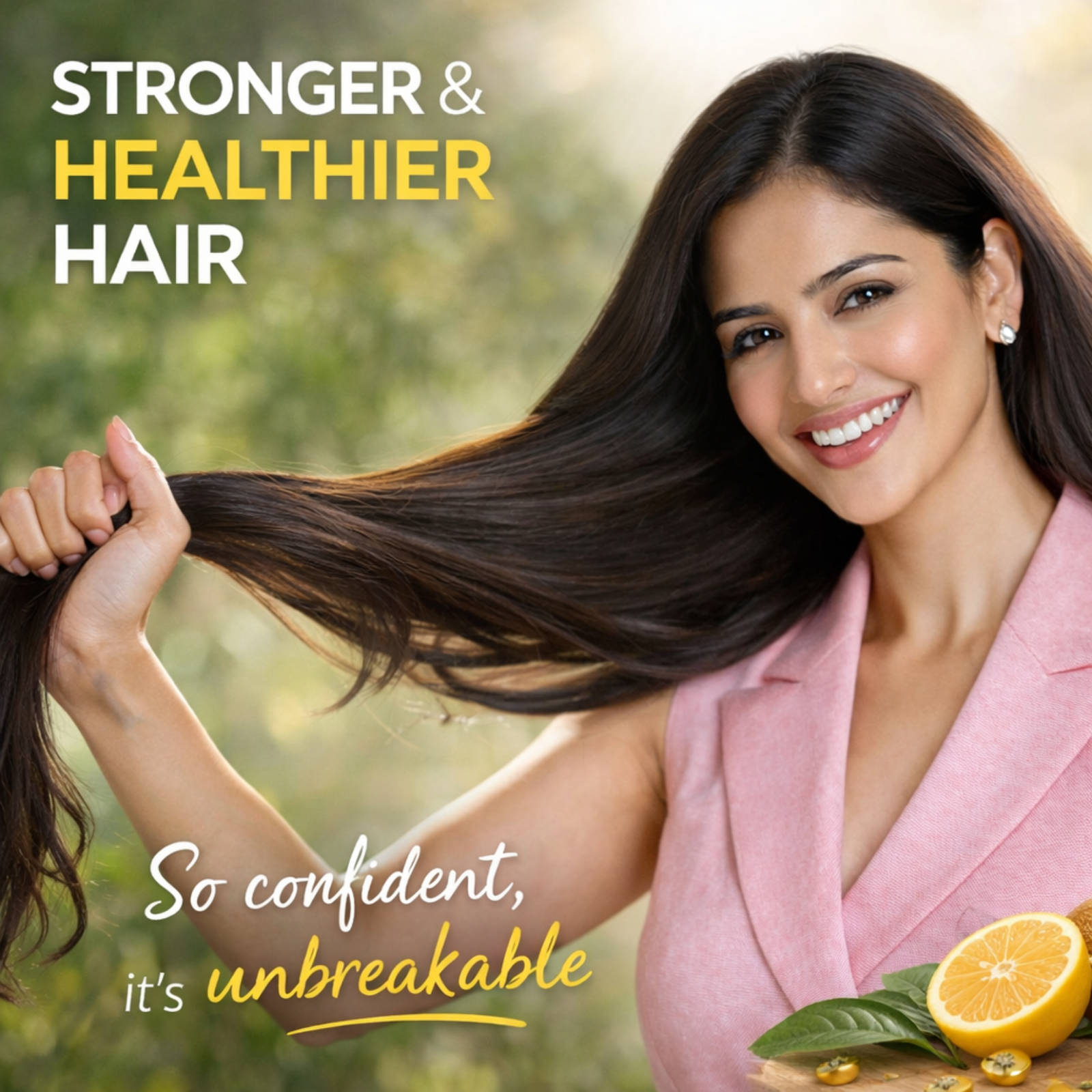 7 COSMI Lemon Hair Oil Stronger Healthier Hair – So Confident Unbreakable Lifestyle Banner Model India