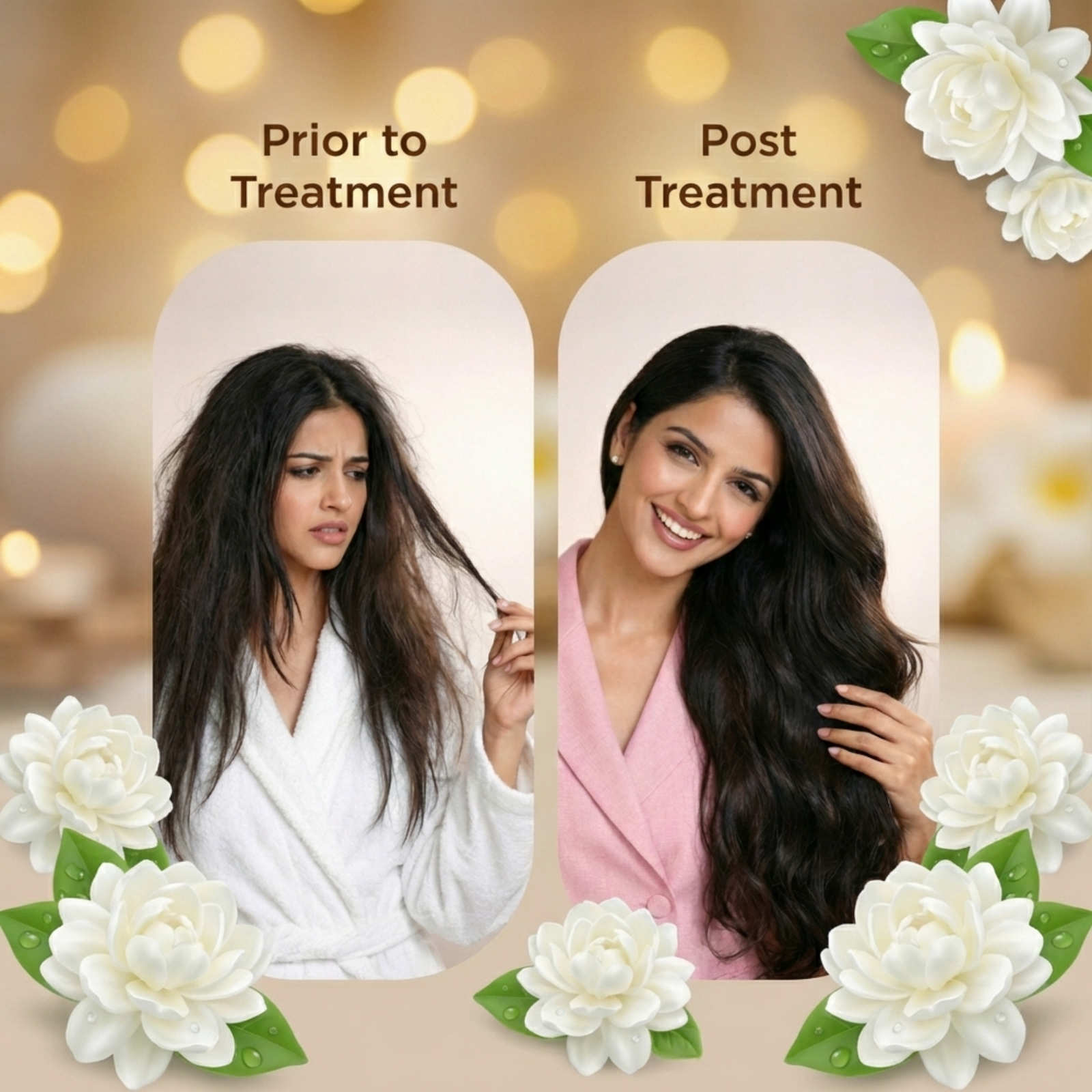 COSMI Jasmine Hair Oil Before and After Treatment – Prior to Treatment vs Post Treatment Hair Transformation Results