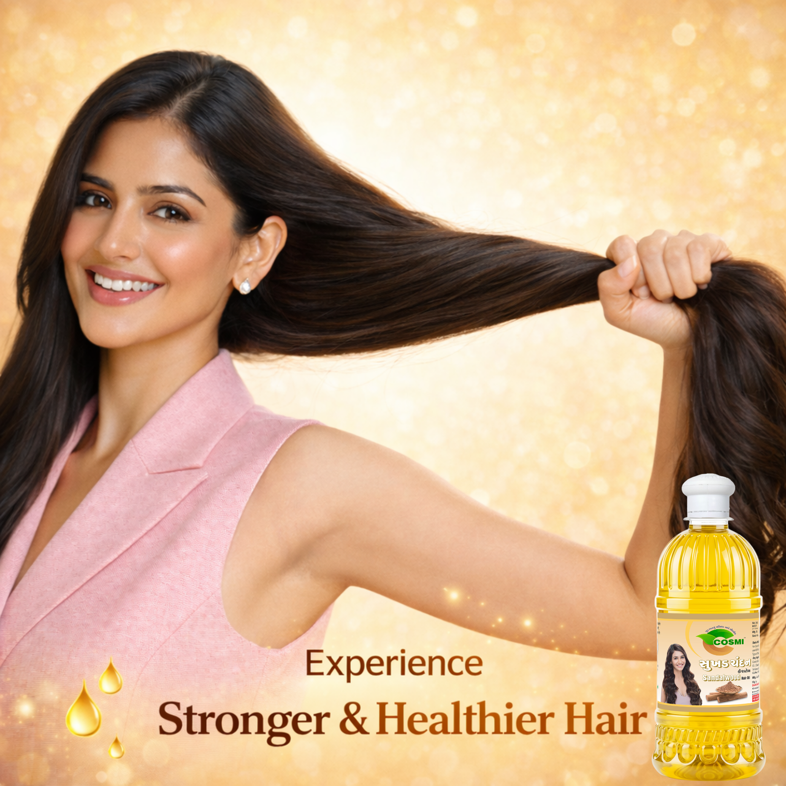 COSMI Naturals Chandan Sandalwood Hair Oil – Experience Stronger Healthier Hair – Natural Sandalwood Oil for Beautiful Hair