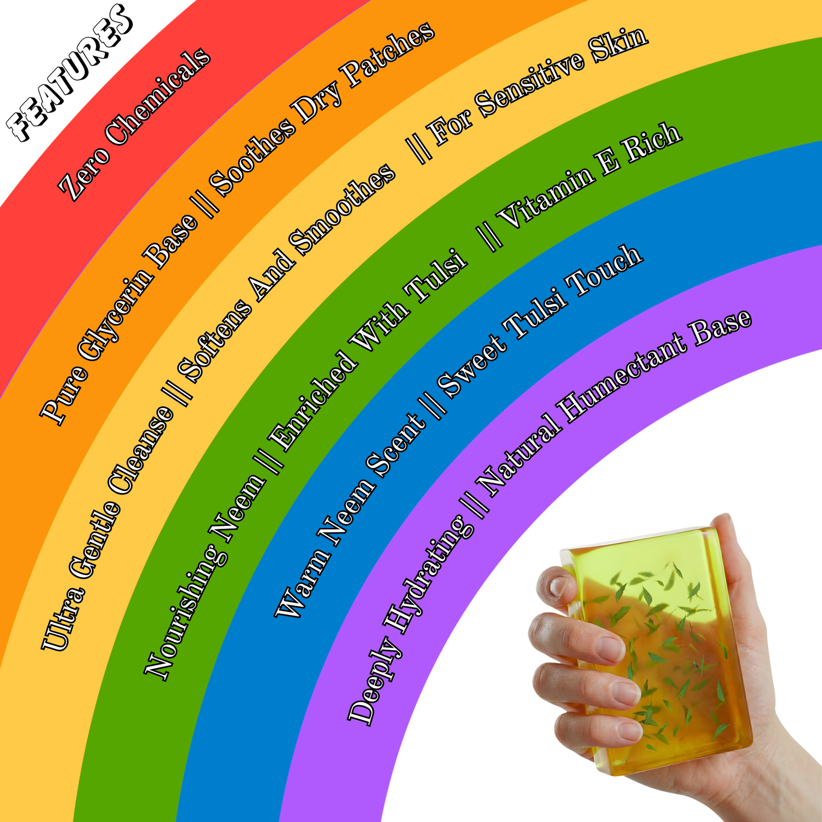 9 COSMI Neem Tulsi Glycerine Soap Features – Zero Chemicals Pure Glycerin Enriched with Tulsi Nourishing Neem Natural Humectant Base