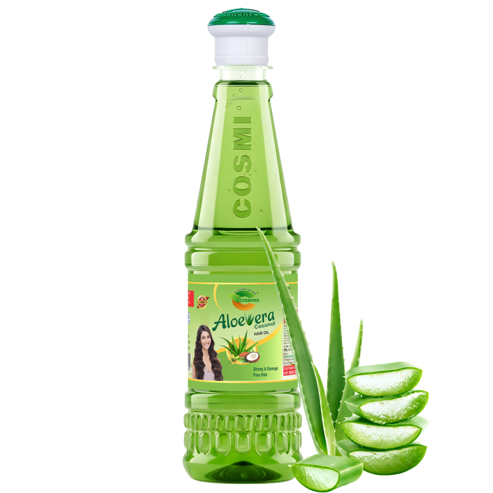 COSMI Aloe Vera Coconut Hair Oil Tower Bottle 600ml – Strong & Damage Free Natural Hair Care