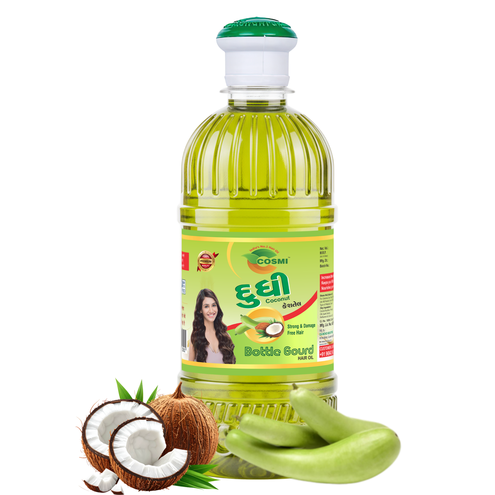 COSMI Naturals Dudhi Hair Oil 500ml Gujarati Bottle – Bottle Gourd Hair Oil for Hair Fall Control & Nourishment