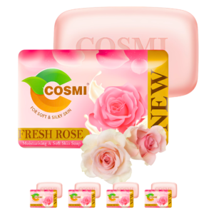 COSMI Fresh Rose Soap 100g Pack of 5 – Moisturising Soft Skin Soap with Natural Rose Extracts Small Pack