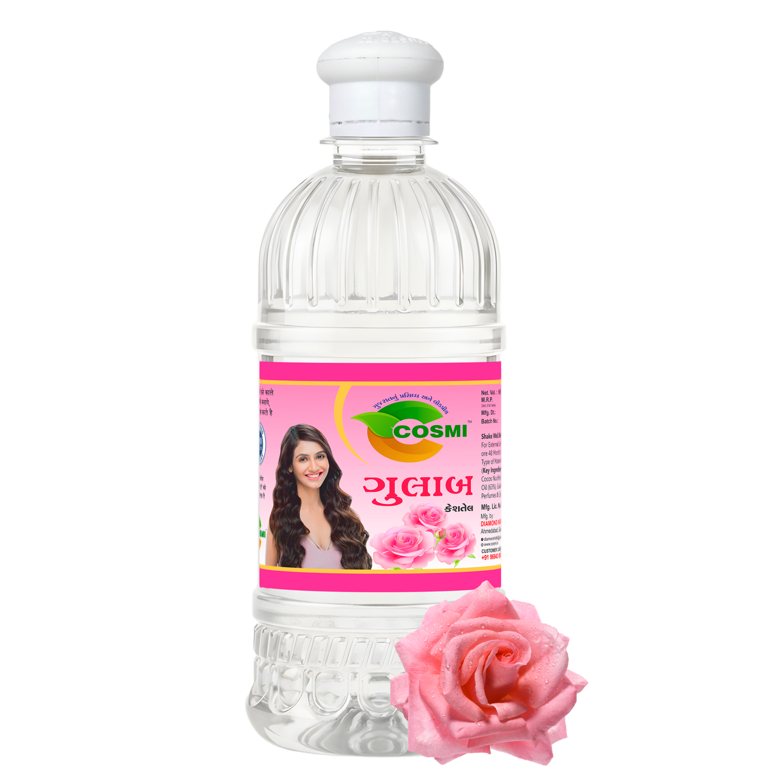 COSMI Gulab Rose Hair Oil – Gujarati Bottle 500ml Product Image COSMI Gulab Rose Hair Oil 500ml Gujarati Bottle – Natural Rose Infused Hair Oil for Soft, Silky & Nourished Hair