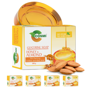 COSMI Honey and Almond Glycerine Soap Pack of 5 – Skin Purifying Herbal Bathing Bar Value Pack India