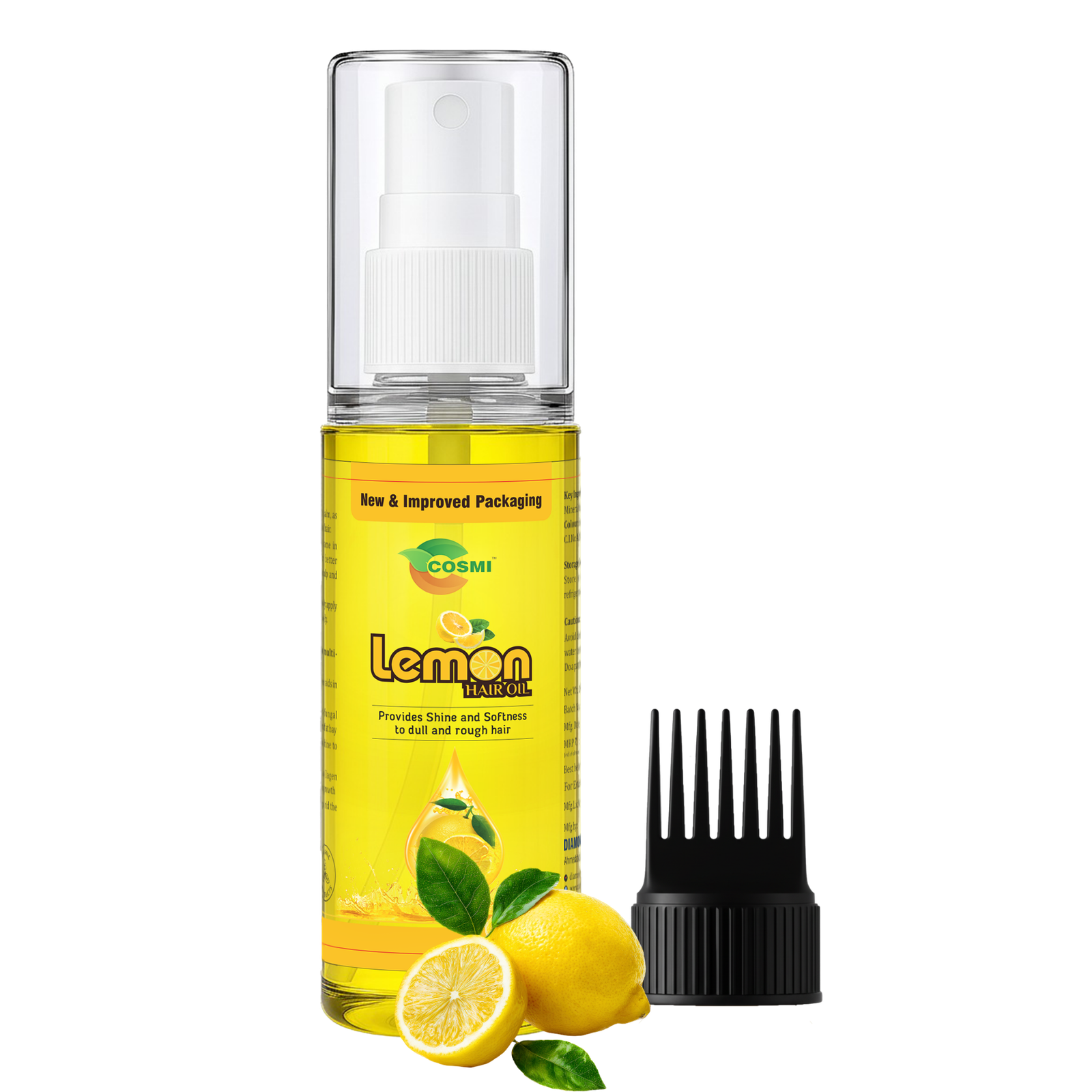 Lemon Hair Oil COSMI Lemon Hair Oil – Provides Shine and Softness to Dull Rough Hair Natural Lemon Extract New Improved Packaging India