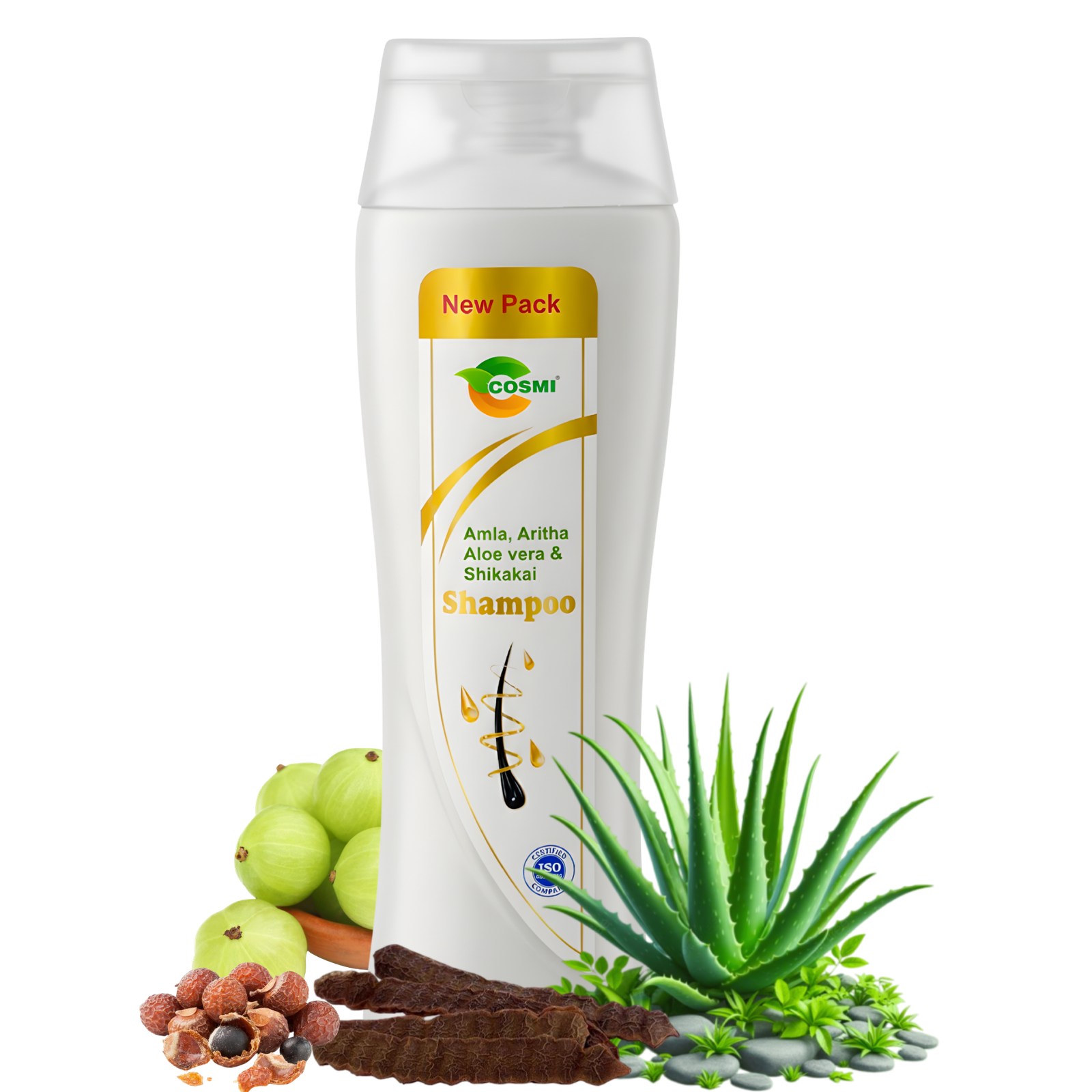 COSMI Milky Way Shampoo New Pack – Natural Herbal Shampoo with Amla Aritha Aloe Vera Shikakai for Silky Hair