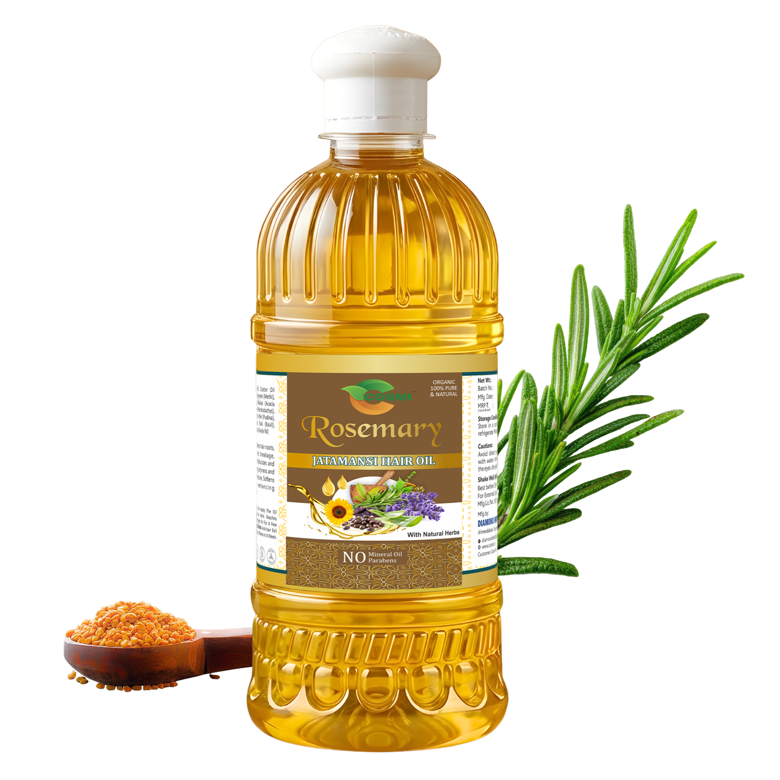COSMI Rosemary Intra-Ayurvedic Hair Oil 500ml Gujarati Bottle – Natural Rosemary & Ayurvedic Herbs Hair Oil for Healthy, Strong Hair Growth