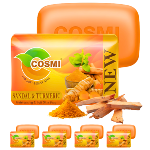 COSMI Sandal and Turmeric Soap Pack of 5 – Moisturising Soft Skin Soap Natural Sandalwood Turmeric Value Pack