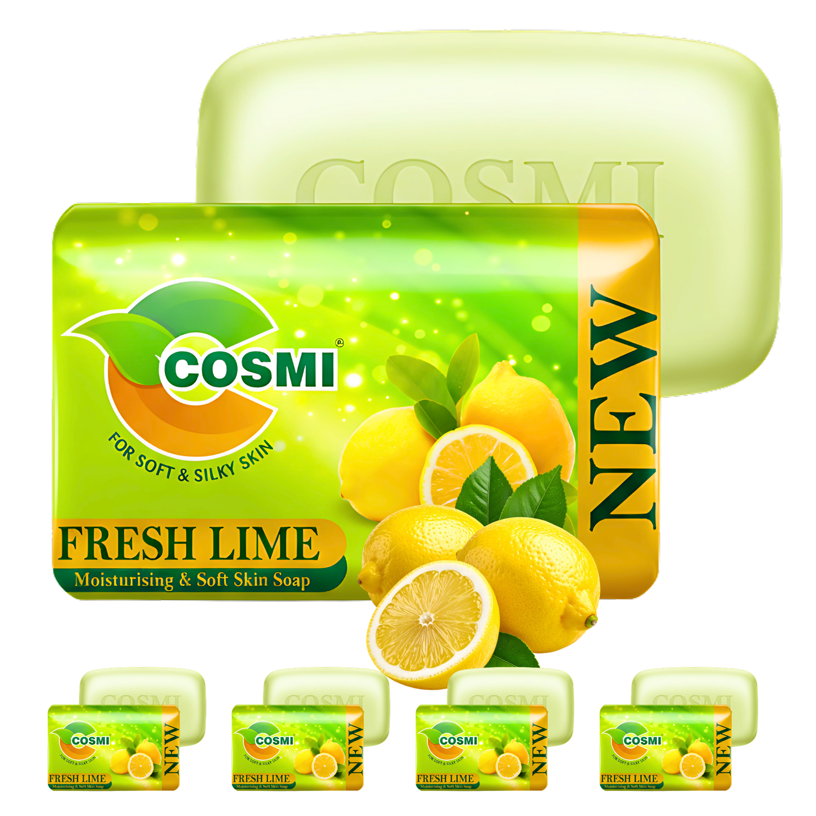 COSMI Fresh Lime Soap 100g Pack of 5 – Moisturising Soft Skin Soap Natural Lime Extract Small Pack India
